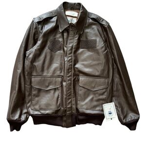 Excelled A-2 Brown Leather Flight Bomber Jacket USAF DLA DSCP issue 42R (L)
